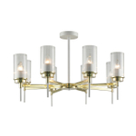 Люстра на штанге 8x40Вт E14, металл/стекло, золото, прозрачный плафон