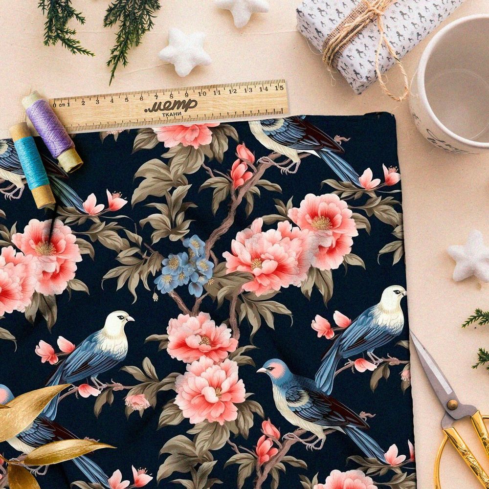 Ткань премиум дюспо ночные певчие птицы