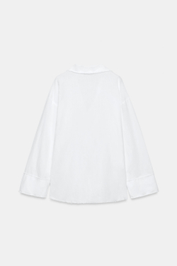 ZARA РУБАШКА ИЗ СМЕСОВОГО ЛЬНА С БАХРОМОЙ — ZW COLLECTION, БЕЛЫЙ