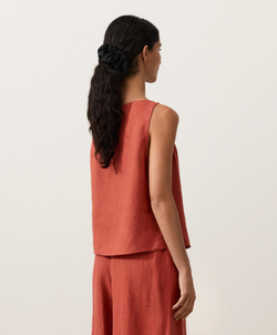 Oysho Топ из 100% льна, красноватый