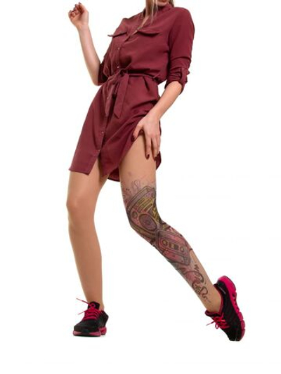 Колготки My music, my style с эффектом цветной тату (Размер: S-M-L) (Цвет: телесный)