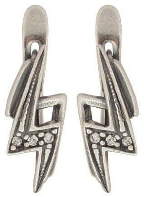 "Молния" серьги в серебряном покрытии из коллекции "Нимфа" от Jenavi  с английским замком