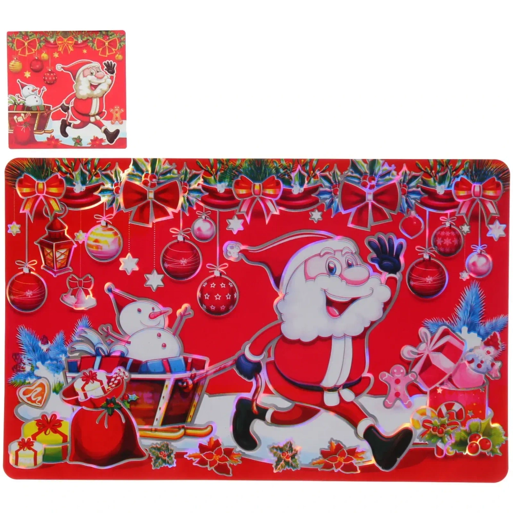 Салфетка на стол 41*26см в наборе 6+6шт «Веселый Дед Мороз»