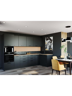 Кухонный гарнитур угловой Антрацит (графит) 3200 1400 мм столешница 26 мм, ЛДСП, просторная угловая кухня для гостиной, студии и большой семьи