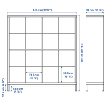 Стеллаж - IKEA KALLAX, 147х39х164 см, черно-коричневый/черный, КАЛЛАКС ИКЕА