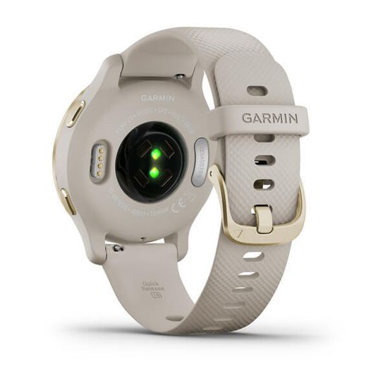 Умные часы Garmin Venu 2S песочного цвета с золотистым безелем