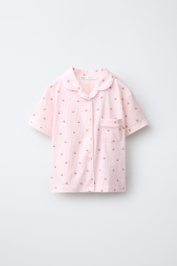 ZARA ПИЖАМА В ПОЛОСКУ И С ВИШНЯМИ, БЕЛЫЙ/КРАСНЫЙ