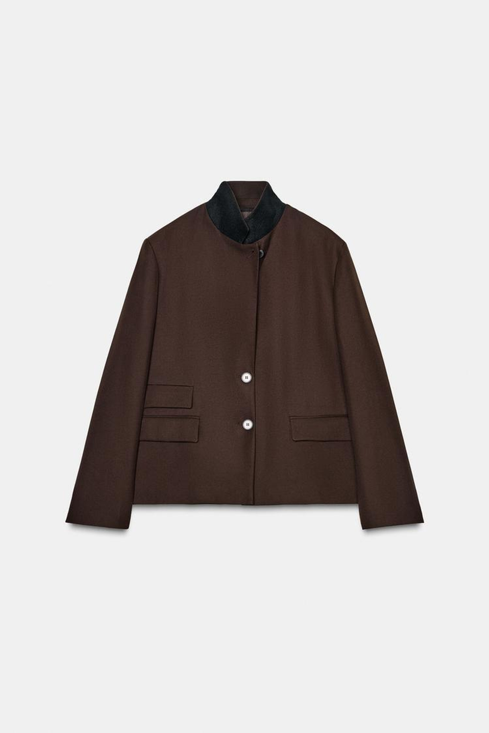 ZARA БЛЕЙЗЕР С КАРМАНАМИ — ZW COLLECTION, КОРИЧНЕВЫЙ