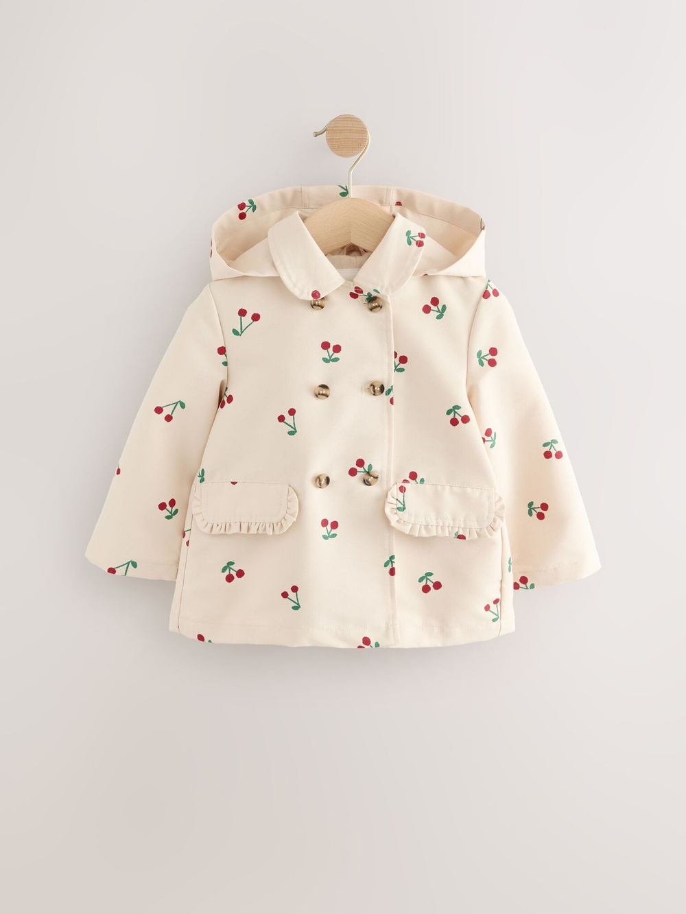 Плащ с капюшоном для девочки Next E25-134, Кремовый