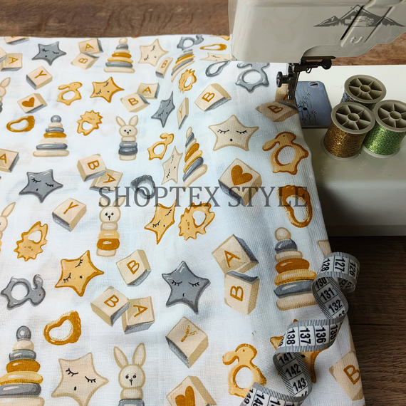 Муслин однослойный принт №1 | ш.135 см | 105 г/м² | хлопок-100%