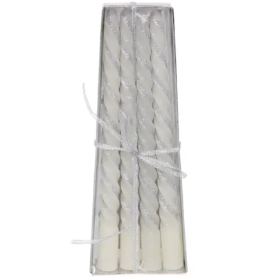 Свеча «Праздник» (набор 4 шт) 20 см, Белый/Серебро