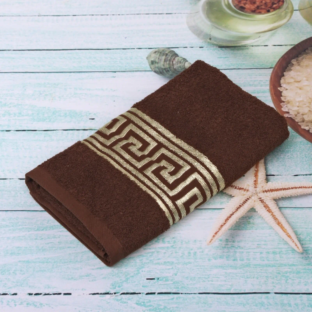 Полотенце махровое 50*90см «Greece» цвет темно-коричневый 04040 плотность 450гр/м2
