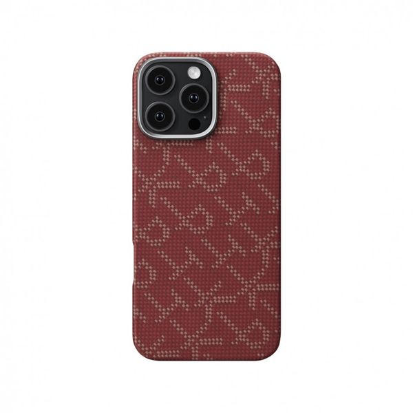 Чехол Pitaka Tactile Woven для iPhone 16 Pro, Красный монограм |Monogram Gold/Red