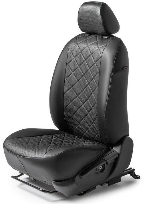 Авточехлы Rival Ромб (зад. спинка 40/60) для сидений Skoda Octavia A8 лифтбек (без заднего подлокотника) 2020-н.в., эко-кожа, черные, SC.5109.2