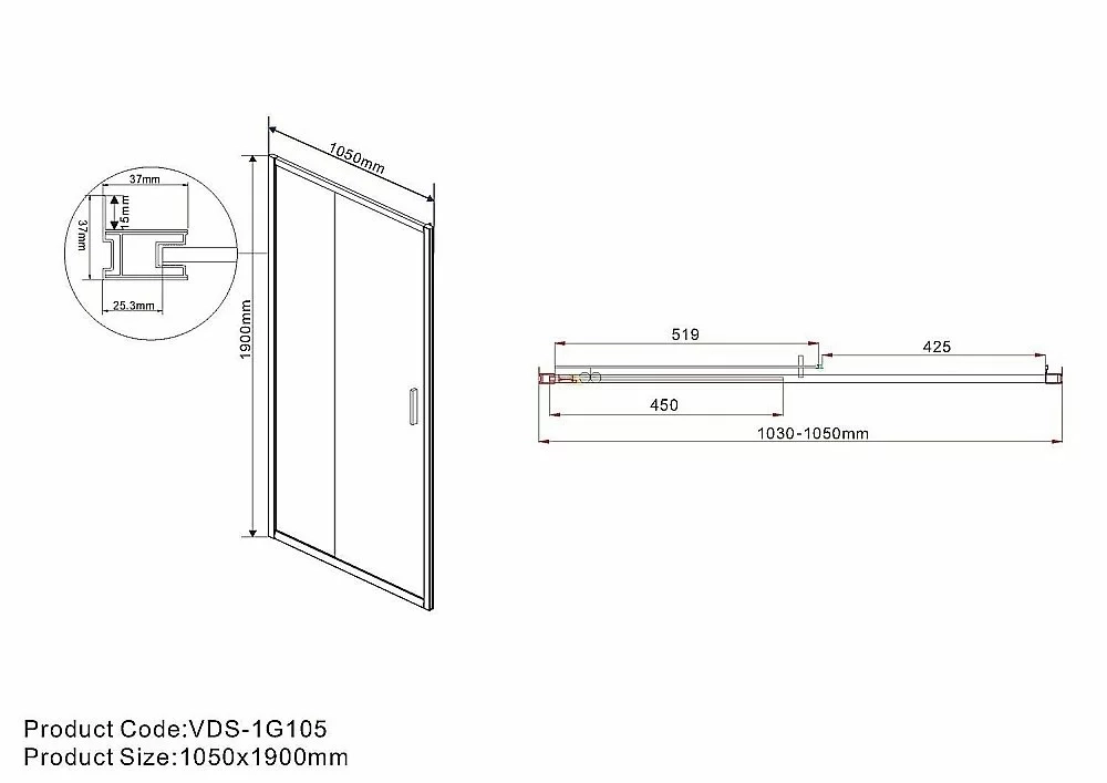 Душевая дверь Vincea GARDA VDS-1G 105 хром/шиншилла