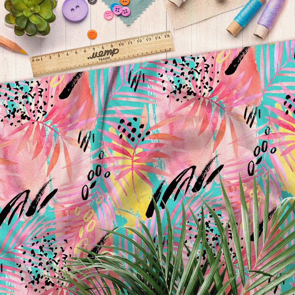 Ткань оксфорд 210 разноцветная абстракция