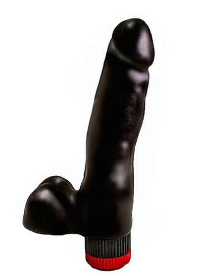 Черный реалистичны вибромассажёр с мошонкой (16.5 см) (Цвет: черный)
