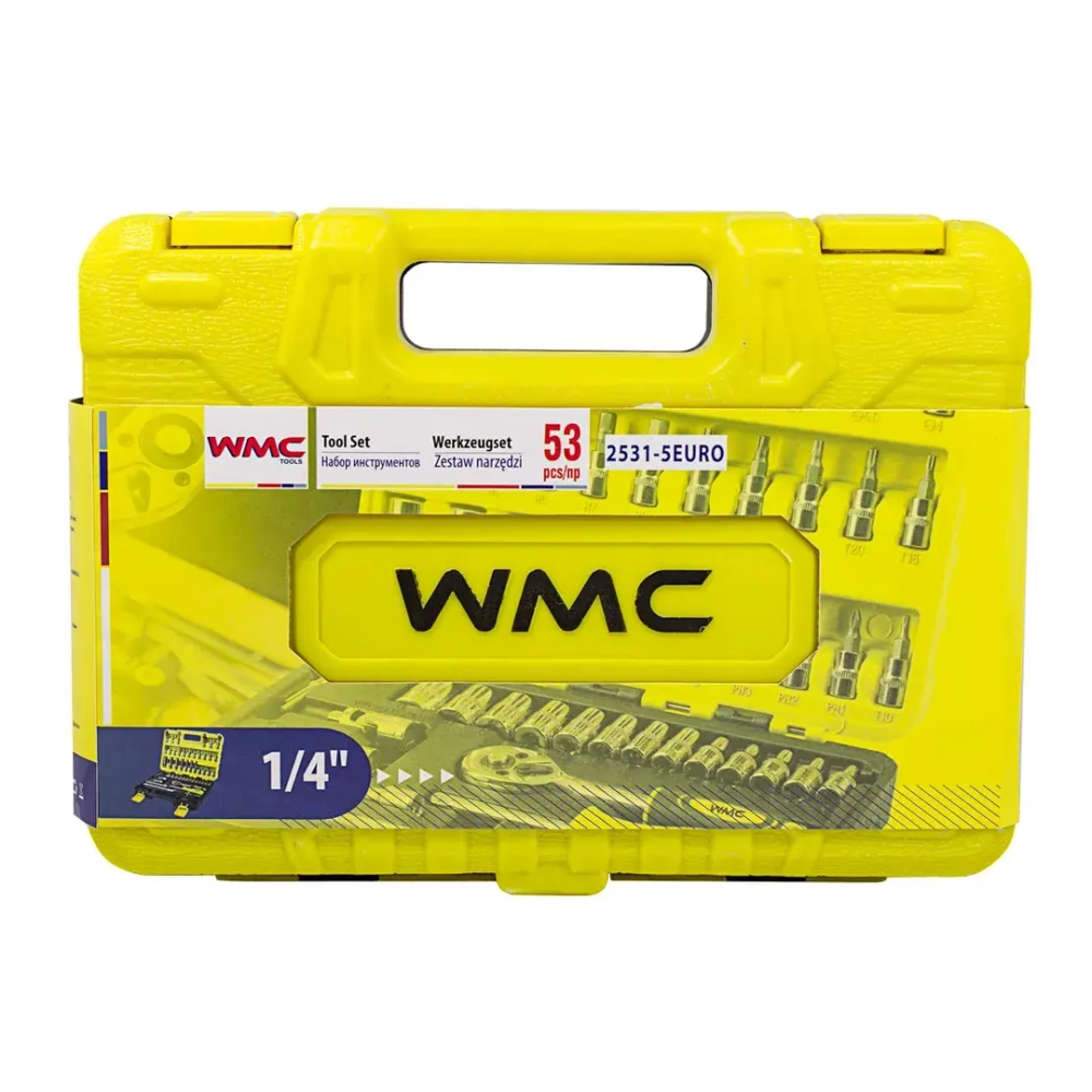 Набор инструмента 53пр. 1/4''(6-гран.)(4-14мм, головки глубокие 6-14мм) WMC TOOLS WMC-2531-5 EURO