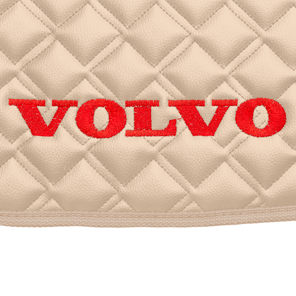 Ковры VOLVO FM до 2008 года (экокожа, бежевый, бежевый кант, красная вышивка)
