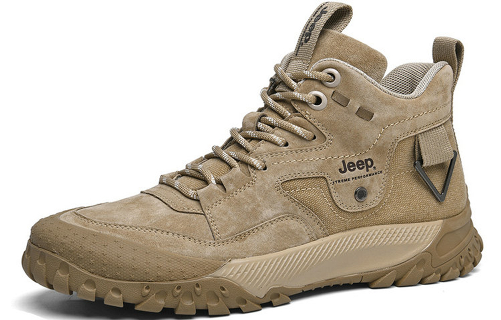Jeep Thermal Waterproof Abrasion Resistant Cushioning Height Increasing Ankle Length Outdoor Boots Men"s Khaki