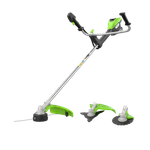 Триммер аккумуляторный Greenworks TB201H, Арт. 2112407U2B, 82V, 2,0 кВт, 46 см, c трехлопастным ножом и кусторезом, бесщеточный, с 2АКБ 5Ач и двойное ЗУ