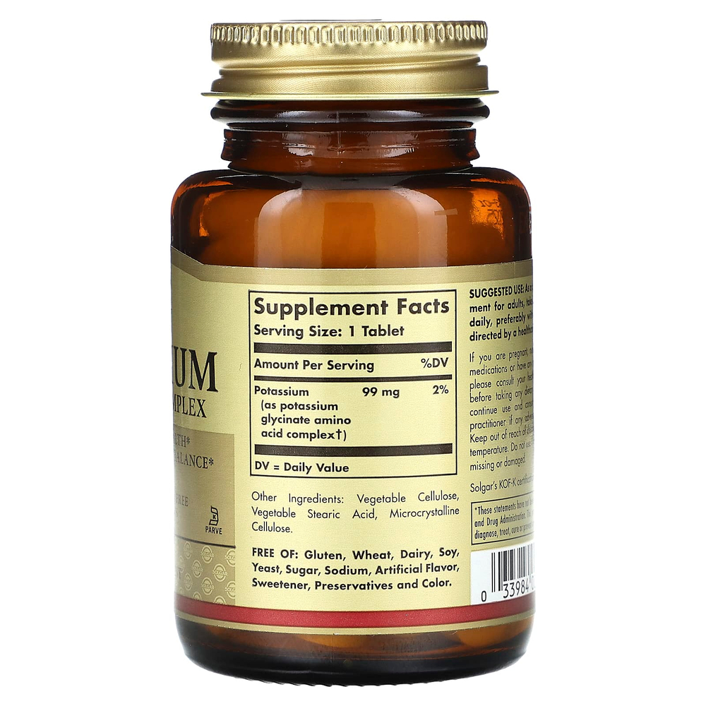 Solgar, Комплекс аминокислот калия, 100 таблеток (99 мг в каждой таблетке)