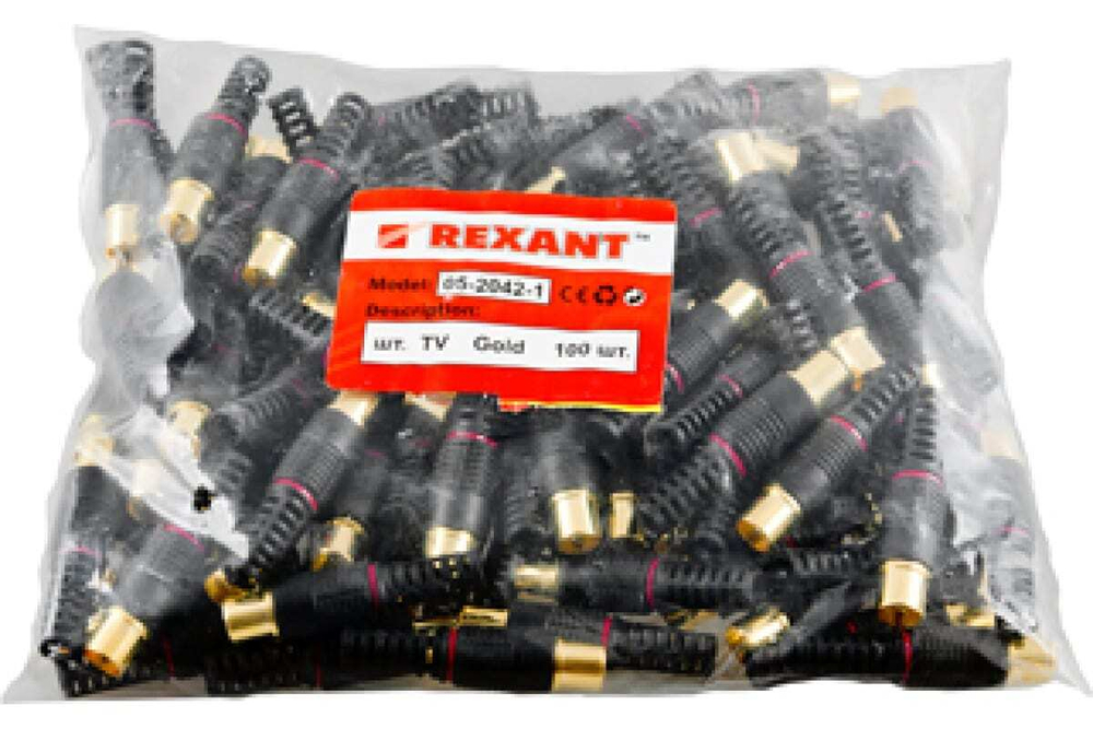 Tv-разъем штекер REXANT без пайки черный 05-2042