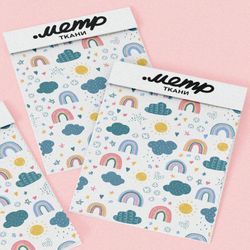 Ткань мембрана детский принт с облачками