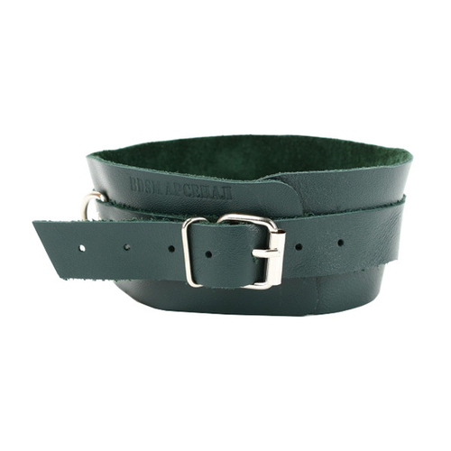 Изумрудный широкий кожаный ошейник с кольцом БДСМ Арсенал Lady's Arsenal Collar Emerald 67007