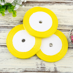 Лента атласная 6 мм(23 метра, цвет №15  желтый)