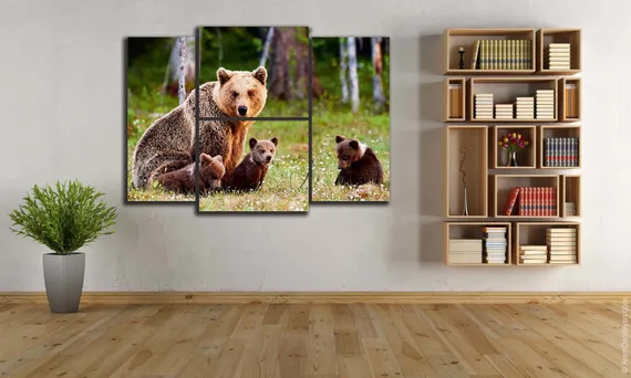 Модульная картина "Медведи в лесу"