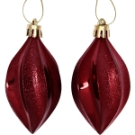 Ёлочные игрушки «Таинственное очарование» Капля 8 см (набор 2шт), темный рубин