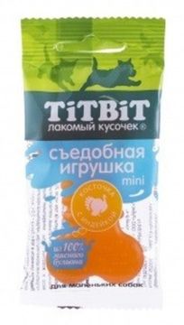 Titbit Съедобная игрушка косточка для собак мини пород с индейкой 20 гр