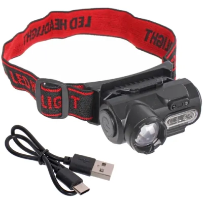 Фонарь налобный 6 режимов, 4LED, аккумуляторная батарея 500mAh USB 6351