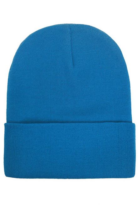 Шапка с подворотом бирюзовая