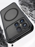 Чехол с Магсейф для Poco F8 Pro прозрачный матовый с черным бортом WLONS