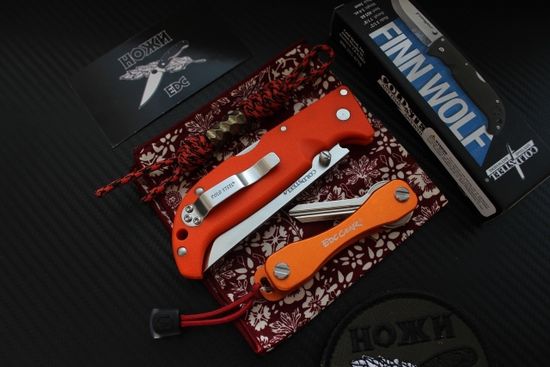 Складной нож Cold Steel 20NPJ Finn Wolf Blaze Orange c клинком из стали AUS-8A, рукоять Grivory (Griv-Ex)