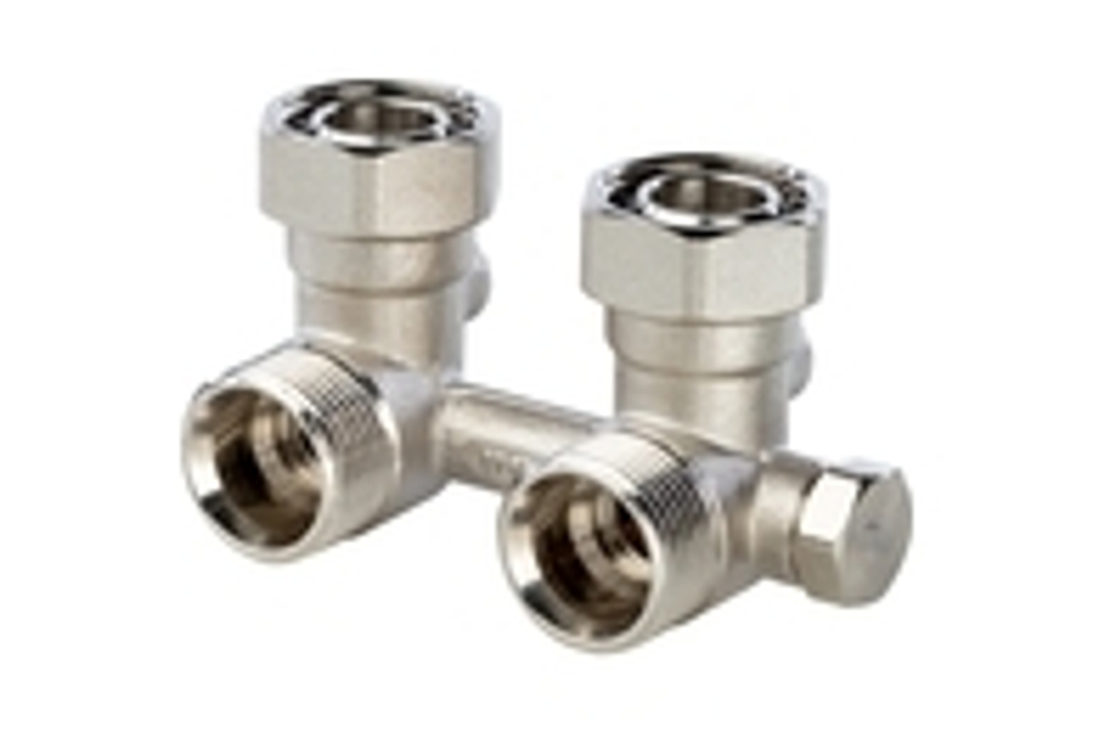 STOUT Узел нижнего подключения радиатора для однотрубной системы, угловой 3/4*