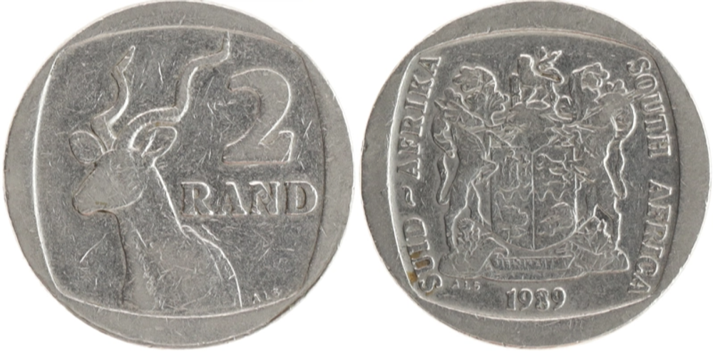 ЮАР 2 ранда, 1989-1995 SOUTH AFRICA SUID-AFRIKA VF