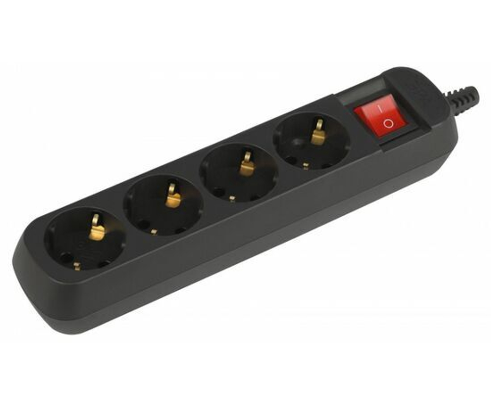 Колодка 4-м с заземл. 16A IP44 KX-4e-B-IP44 каучук. черн. ЭРк Б0068394