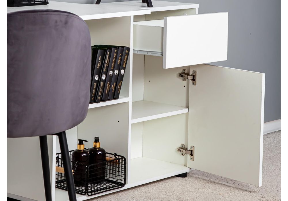 Письменный стол Мэдди с ящиками белое тиснение