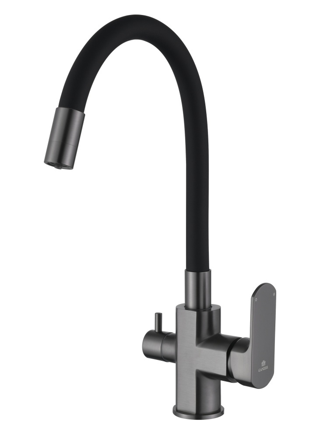 06127-Q Смеситель для кухни с гиб. изл. и под. фильтра (ГРАФИТ) GANZER (10/1шт)