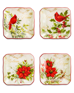 Тарелка пирожковая квадратная 15см Certified International Corp Красочная зима Любовь