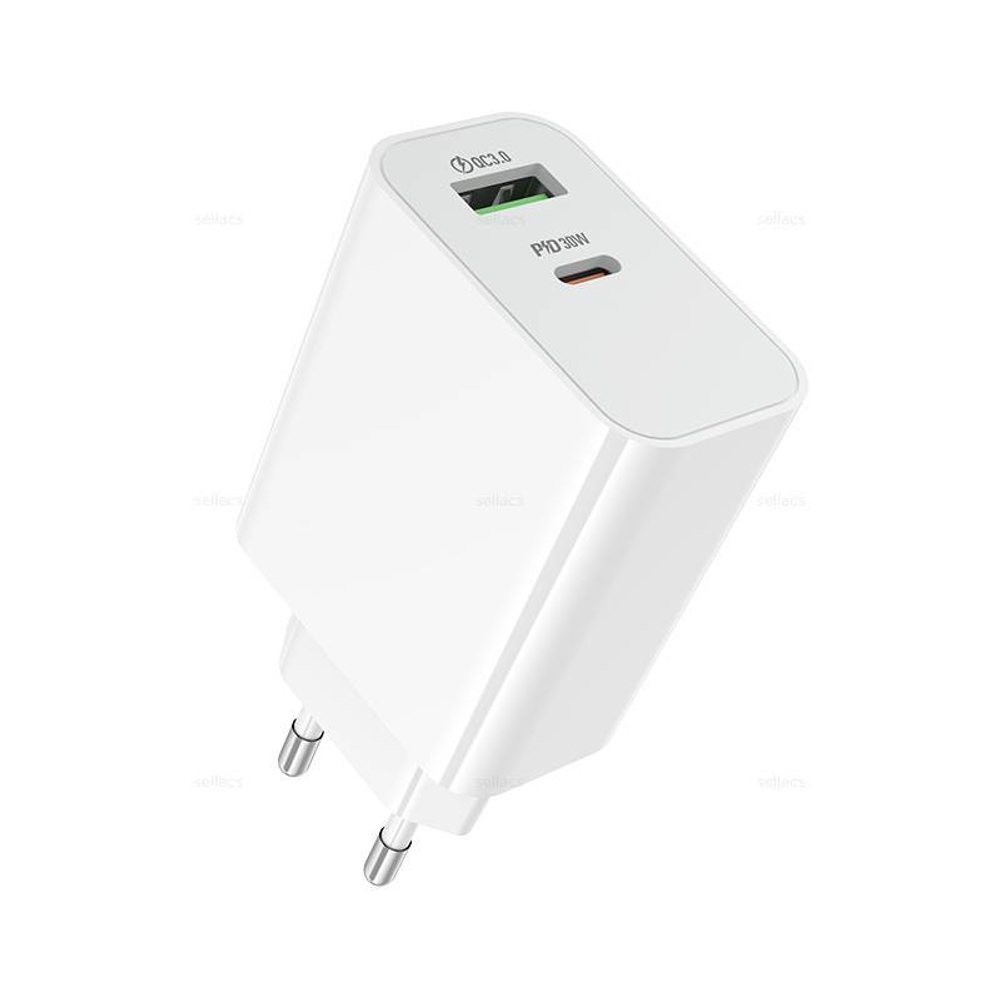 Сетевой адаптер питания BOROFONE BA108A PD 30W + QC 3.0 (белый)