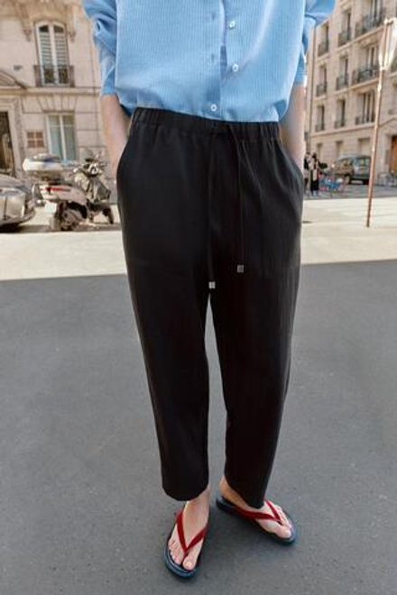 ZARA БРЮКИ С ЭЛАСТИЧНЫМ ПОЯСОМ, ЧЕРНЫЙ