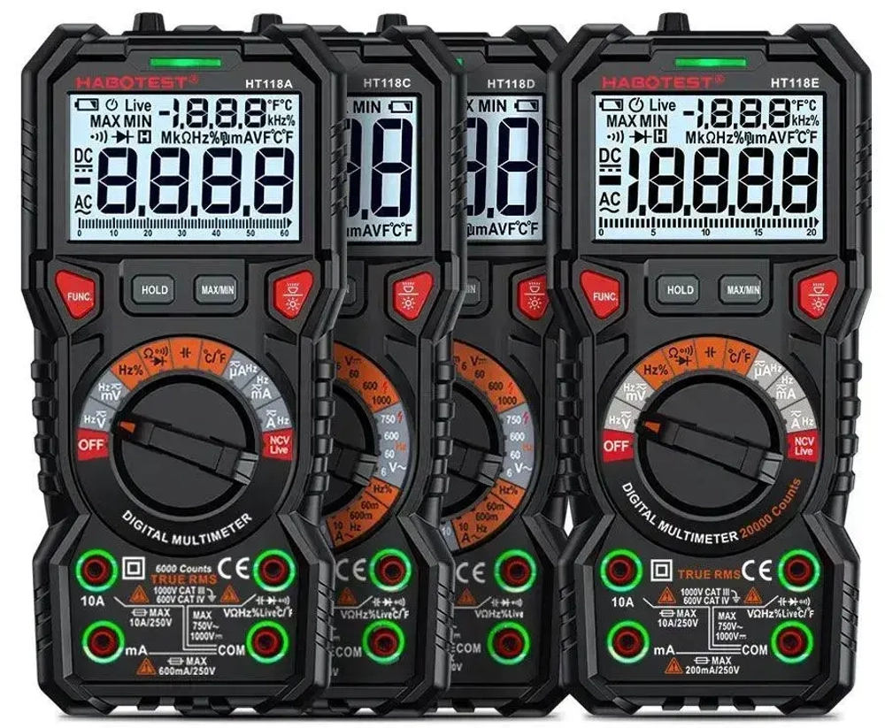 Цифровой мультиметр HT118C Habotest тест батареек поиск проводки емкость температура частота подсветка гнезд