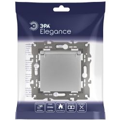 Розетка ЭРА Elegance 14-2103-03 с заземлением 2P+E Schuko со шторками с крышкой 16A-250В IP20 алюминий | Эра Elegance
