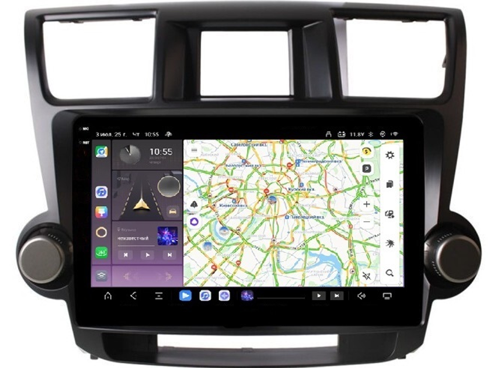 Магнитола для Toyota Highlander 2 2007-2013 XU40 - Carmedia OL-1431-1 (крутилки декоративные) QLed+2K, Android 13, TS20, CarPlay, 4G SIM-слот