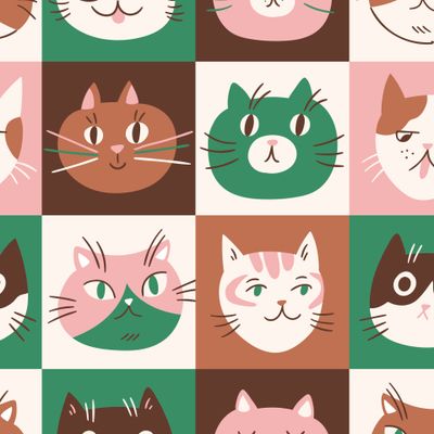 коты на клеточках