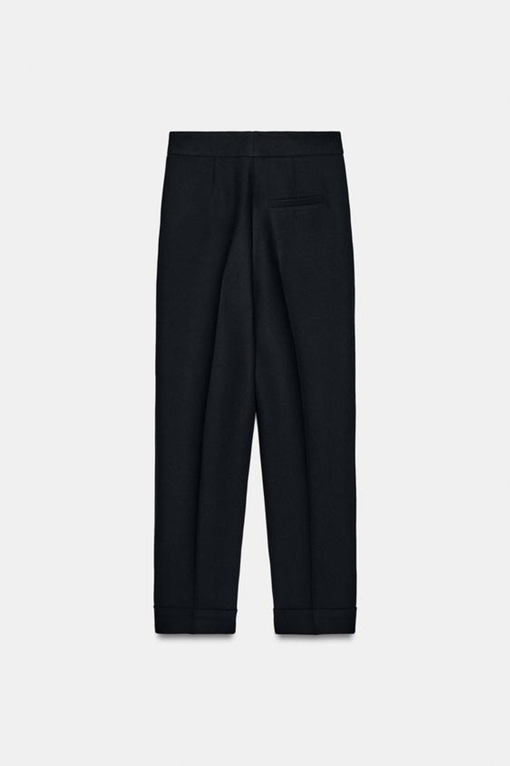 ZARA БРЮКИ С ЗАЩИПАМИ И ОТВОРОТАМИ СНИЗУ, ЧЕРНЫЙ